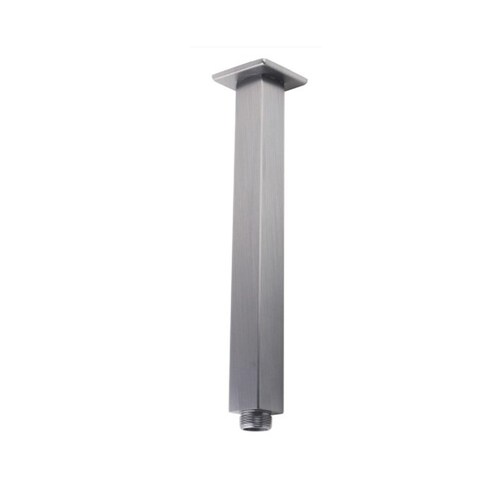Square Brushed Nickel Ceiling Shower Arm 300mm