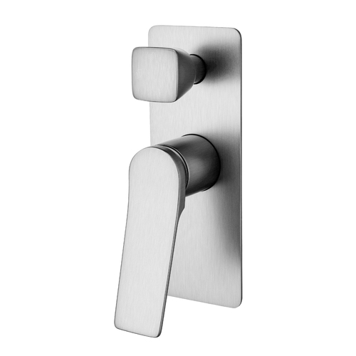 Square Brushed Nickel Wall Mixer With Diverter