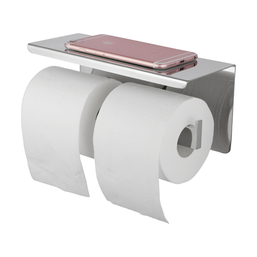 Chrome Double Toilet Paper Holder with Cover