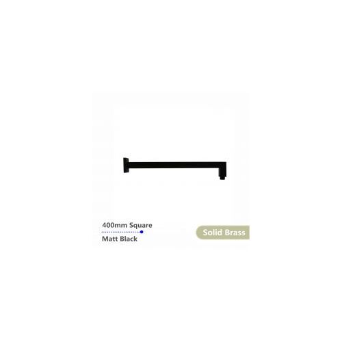 Square Black Brass Wall Mounted Shower Arm 400mm
