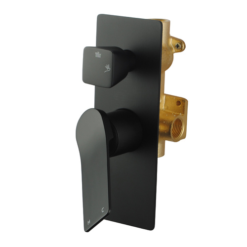Square Black Grey Wall Mixer With Diverter