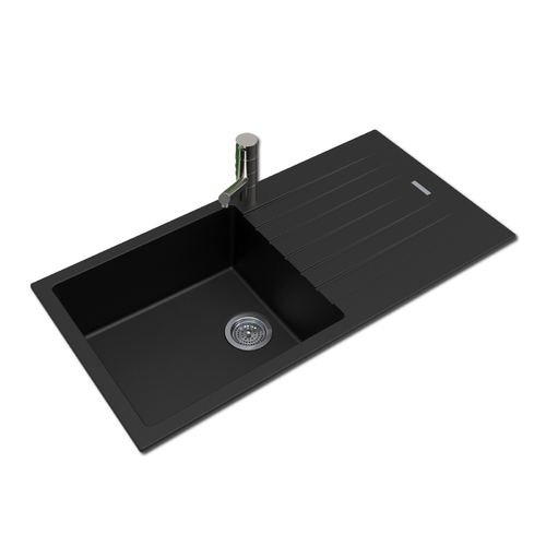 Black Granite Quartz Stone Kitchen Sink with drainboard Top/Undermount 1000*500*200mm