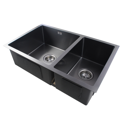 1.2mm Handmade Concrete Grey Round Corners Double Bowls Top/Undermount/Flush Mount Kitchen Sink 715*450*200mm